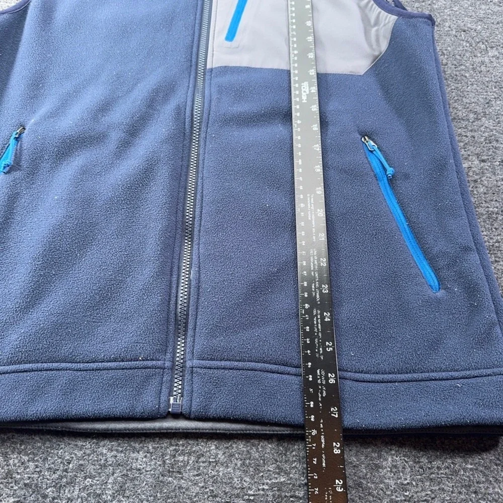 The North Face Mens Blue Gray Full Zip Sherpa Lined Fleece Vest Size M